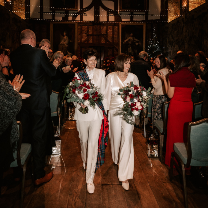 Winter weddings happy couple